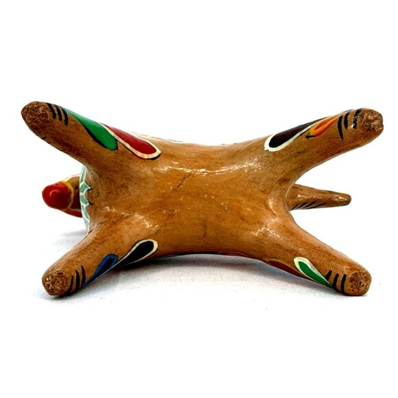 Mexican Folk Art Pottery Clay Horse Bank Terra Cotta Hand Painted Vintage 7" L - Picture 7 of 7